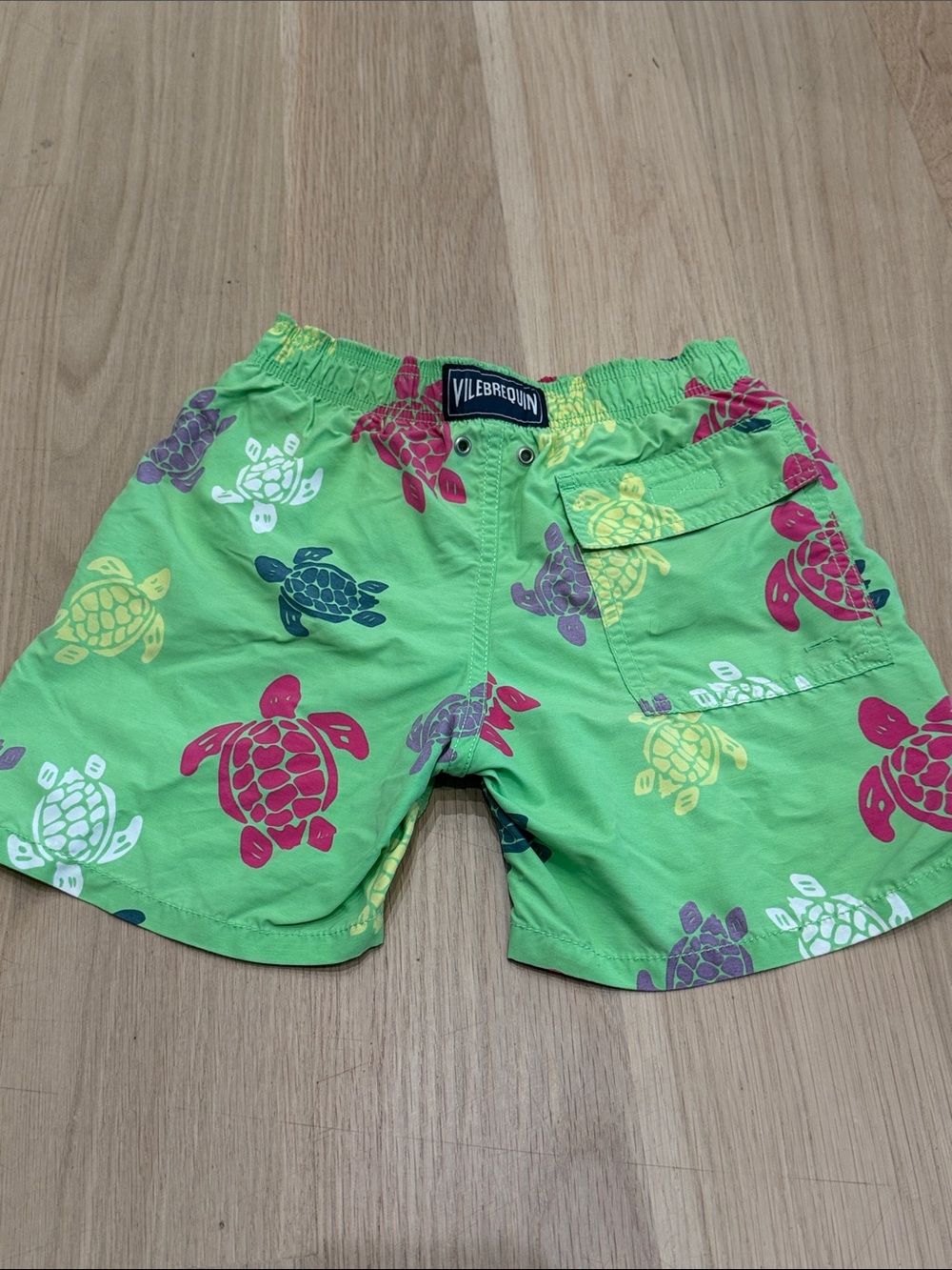 Vilebrequin Lime Swim Trunks with Multicolor Turtle Print